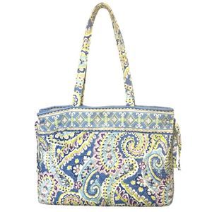 Vera Bradley Large Blue Purple Yellow Green White Quilted Shoulder Bag